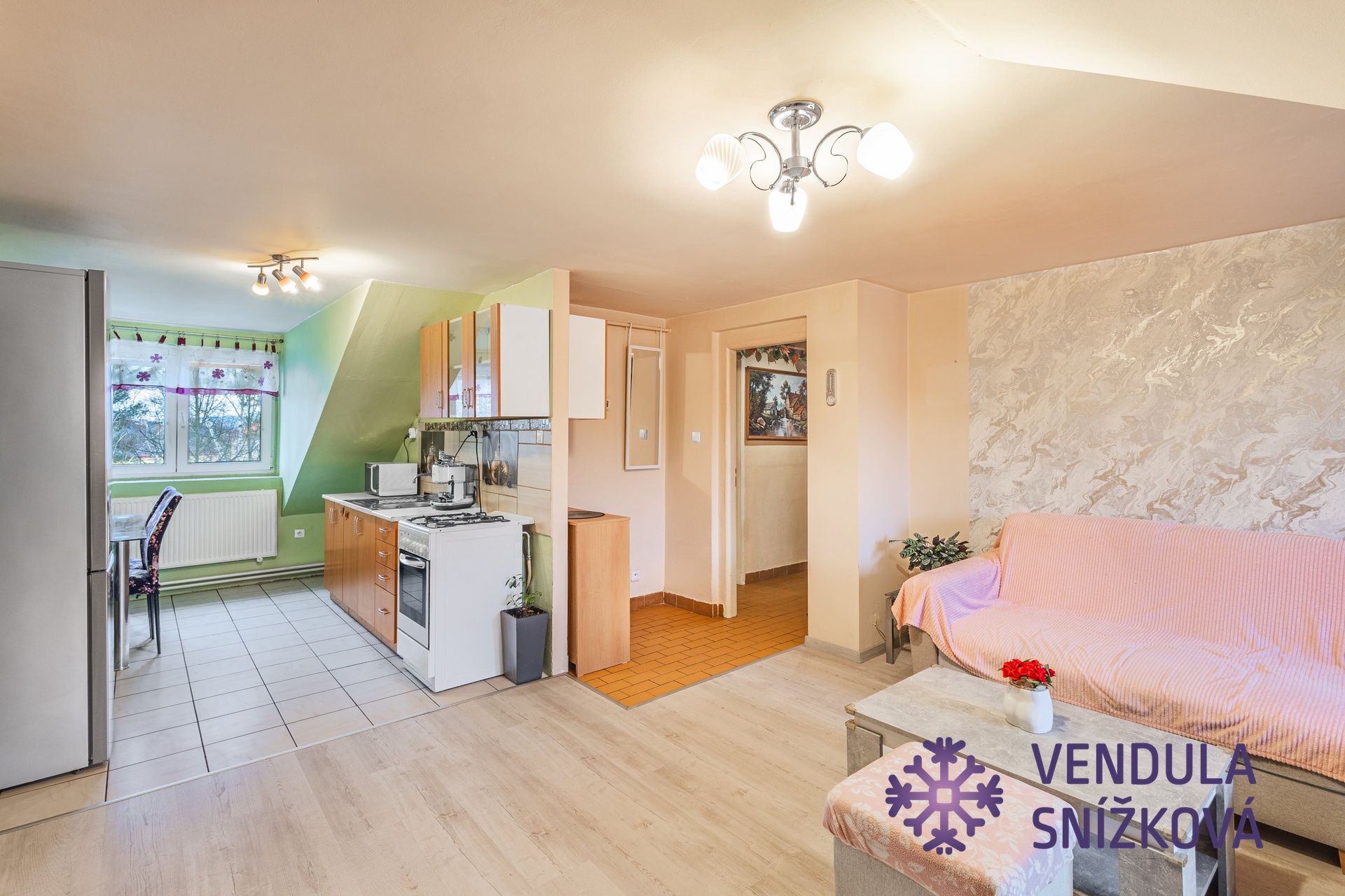 obývací pokoj s kuchyní