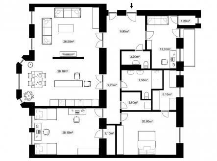 Pronájem bytu, 4+1, 160 m²
