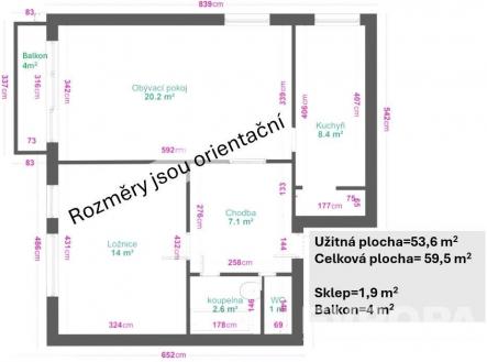 Prodej bytu, 2+1, 54 m²