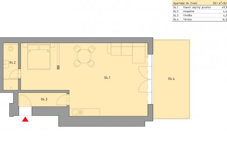 Prodej bytu, 2+kk, 58 m²