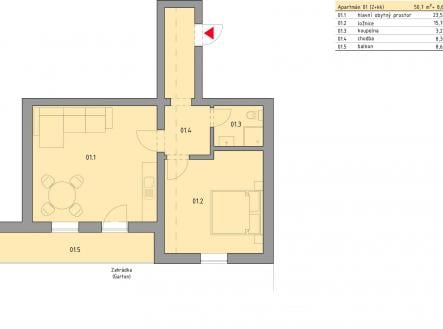 Prodej bytu, 2+kk, 51 m²