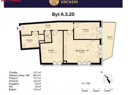 Prodej bytu, 3+kk, 88 m²