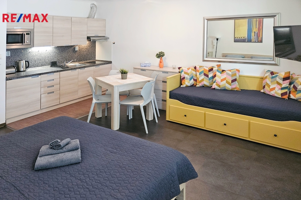 obývací pokoj s kuchyňským koutem