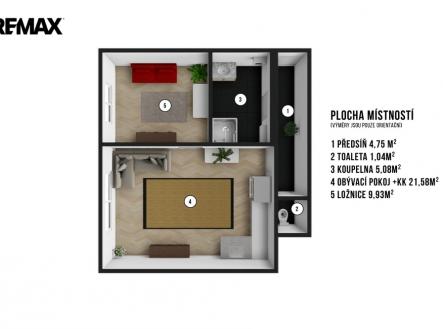 Pronájem bytu, 2+kk, 44 m²
