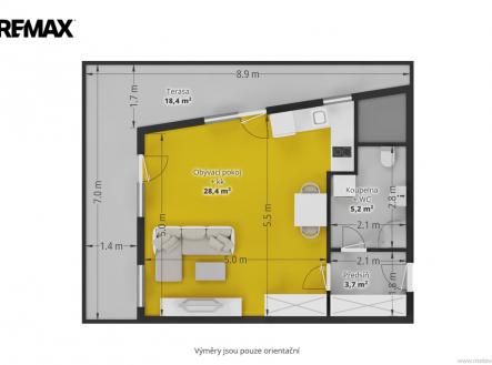 Pronájem bytu, 1+kk, 55 m²