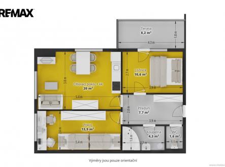 Pronájem bytu, 3+kk, 72 m²