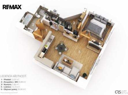 Pronájem bytu, 2+kk, 63 m²