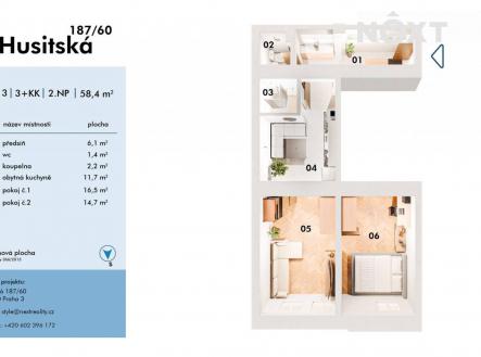 Prodej bytu, 2+1, 58 m²