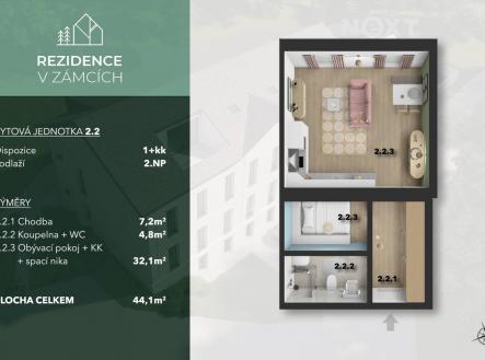 Prodej bytu, 1+kk, 44 m²