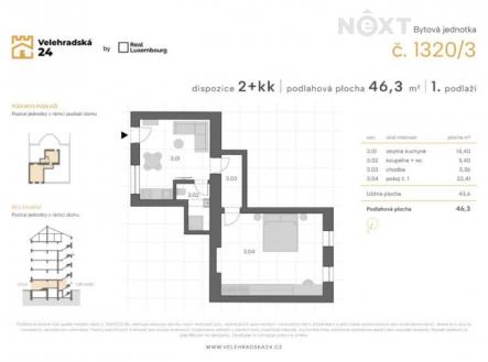 Prodej bytu, 2+kk, 46 m²
