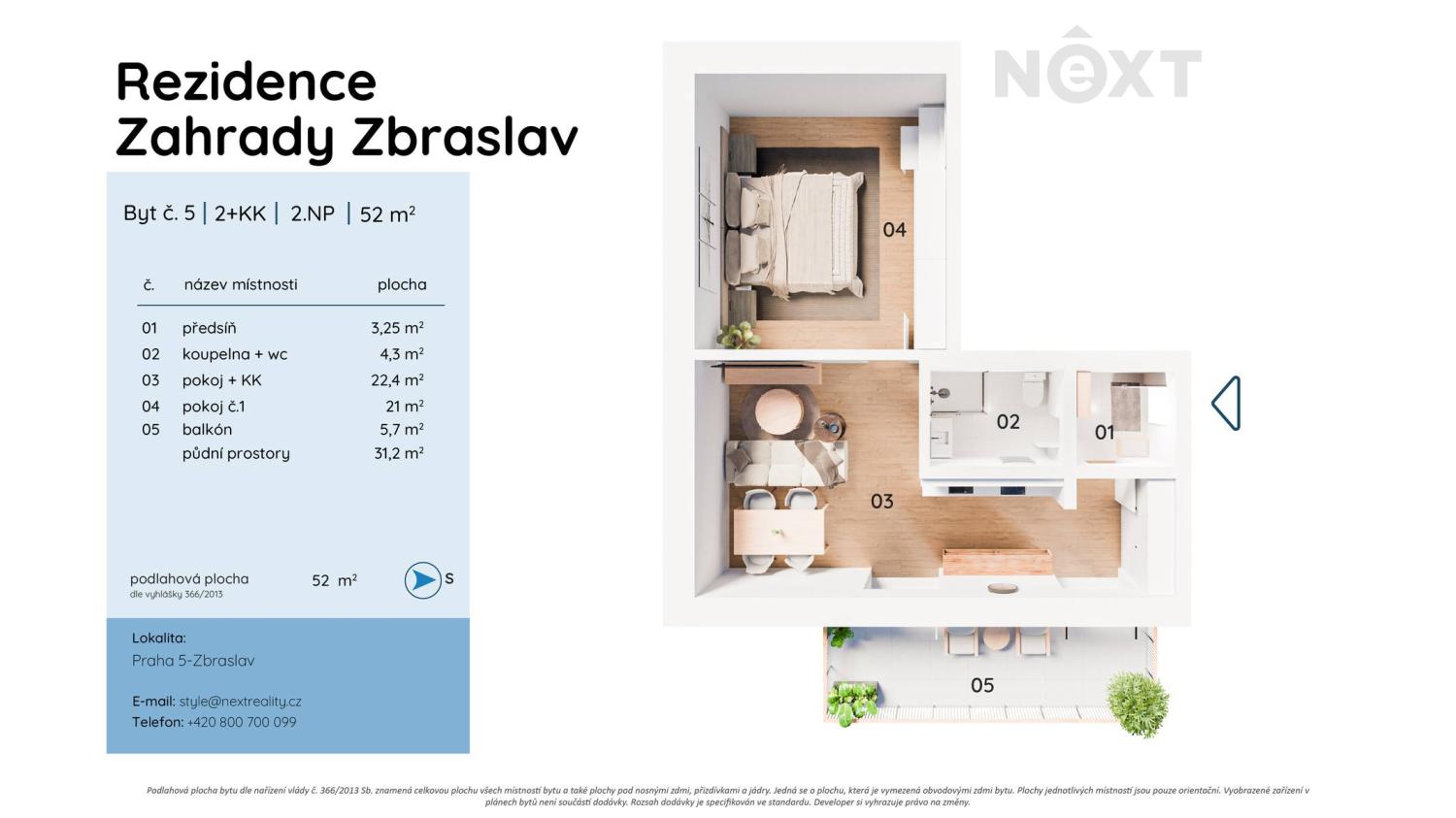 Prodej byt 2+kk, 51㎡