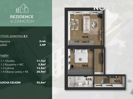 Prodej bytu, 2+kk, 57 m²