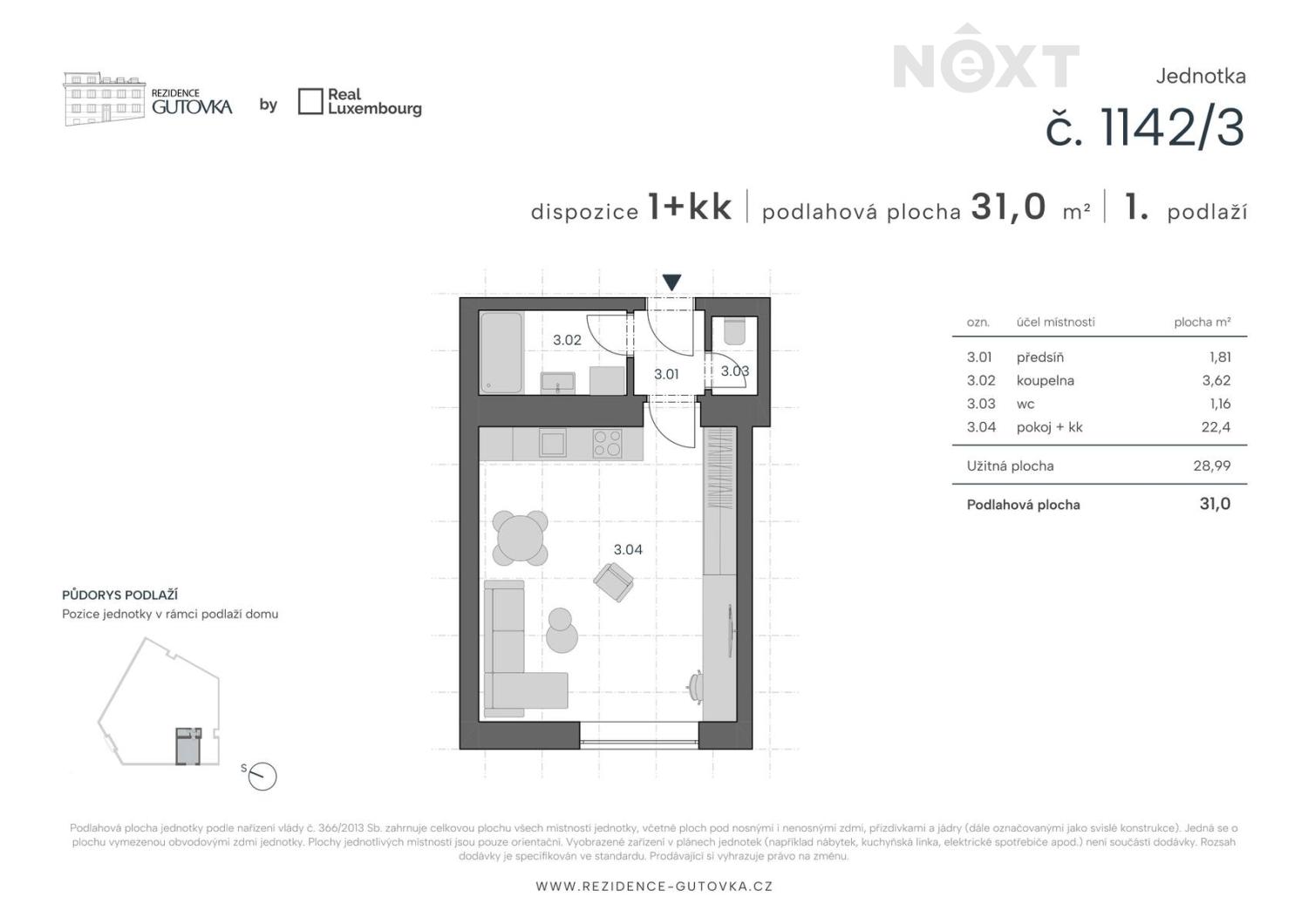 Prodej byt 1+kk, 31㎡