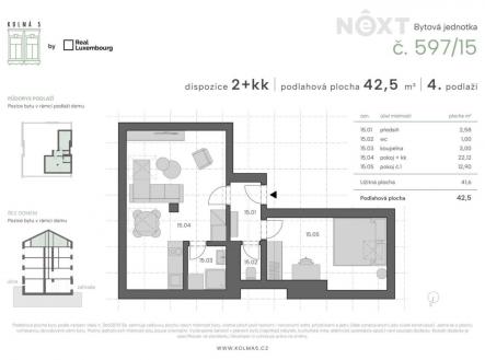 Prodej bytu, 2+kk, 43 m²
