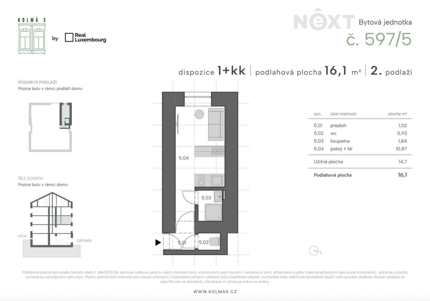 Prodej byt 1+kk, 16㎡