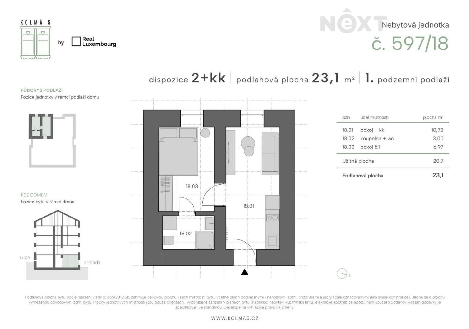 Prodej byt 2+kk, 23㎡
