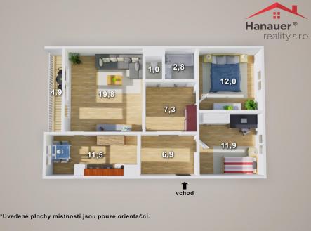Prodej bytu, 3+1, 74 m²