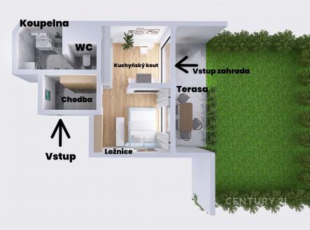 Pronájem bytu, 1+kk, 34 m²