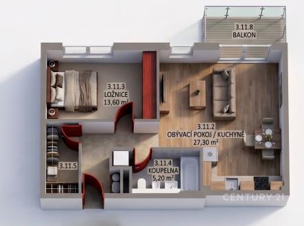 Pronájem bytu, 2+kk, 62 m²