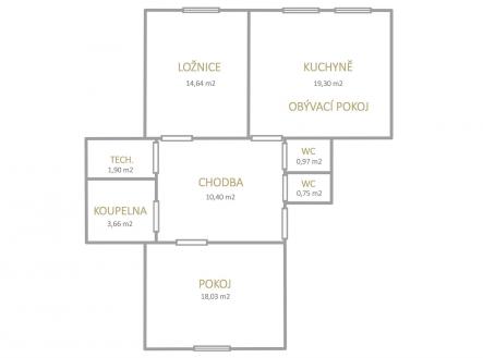 Pronájem bytu, 3+kk, 70 m²