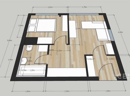 Pronájem bytu, 2+kk, 34 m²