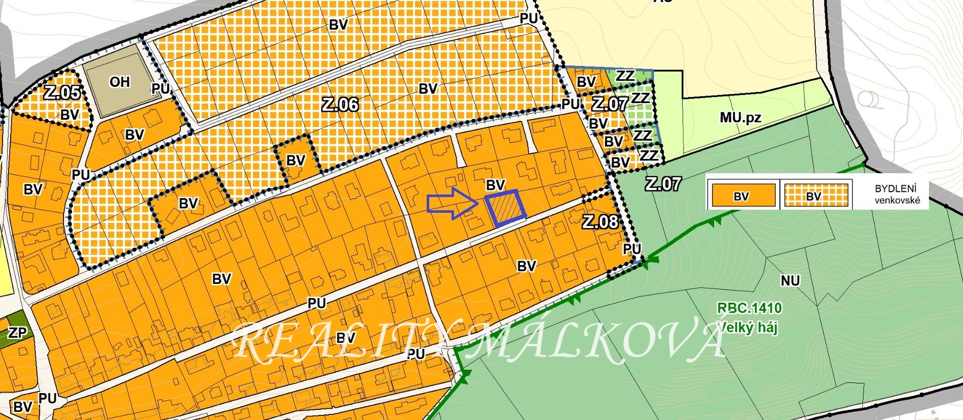 Kosoř plánovaný územní plán