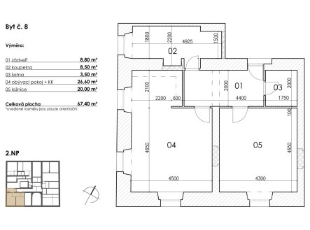 Prodej bytu, 2+kk, 67 m²