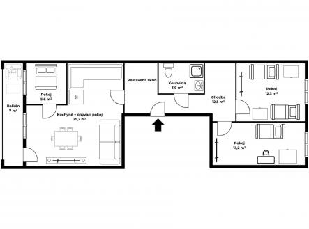 Prodej bytu, 3+kk, 77 m²