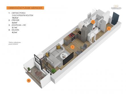 Pronájem bytu, 1+kk, 33 m²