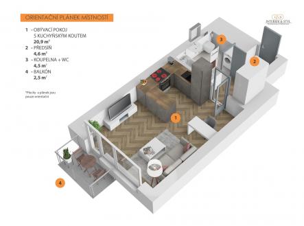 Pronájem bytu, 1+kk, 33 m²