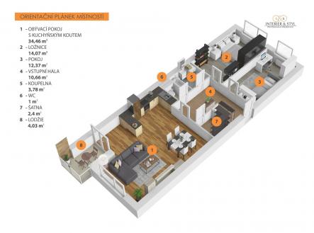 Pronájem bytu, 3+kk, 84 m²