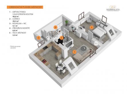 Pronájem bytu, 2+kk, 65 m²