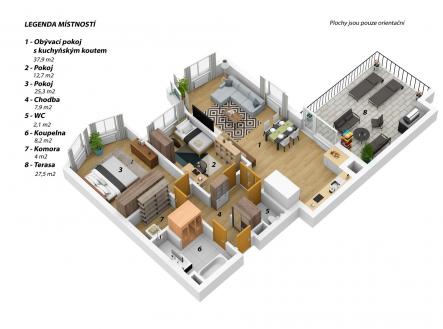 Pronájem bytu, 3+kk, 100 m²