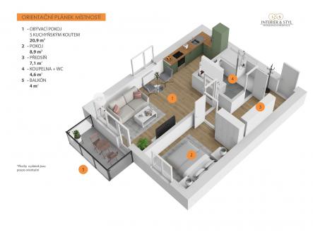 Pronájem bytu, 2+kk, 48 m²
