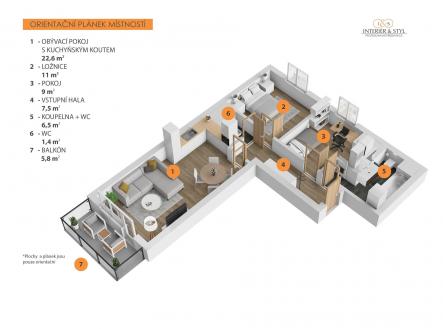 Pronájem bytu, 3+kk, 70 m²