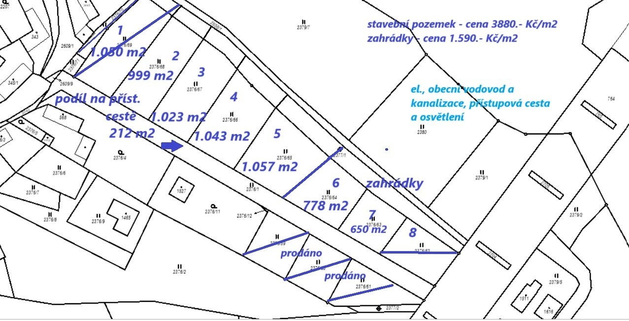 Stavební pozemky 999m2 v atraktivní lokalitě Voznice u Dobříše