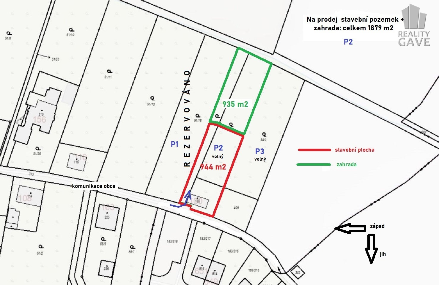kat mapa P2 s rezervací