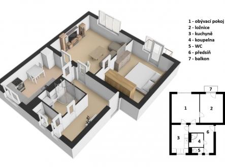 Prodej bytu, 2+1, 55 m²