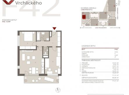 Pronájem bytu, 3+kk, 83 m²