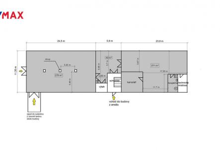 Pronájem - skladovací prostor, 300 m²