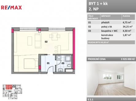 Prodej bytu, 1+kk, 45 m²