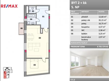 Prodej bytu, 2+kk, 74 m²
