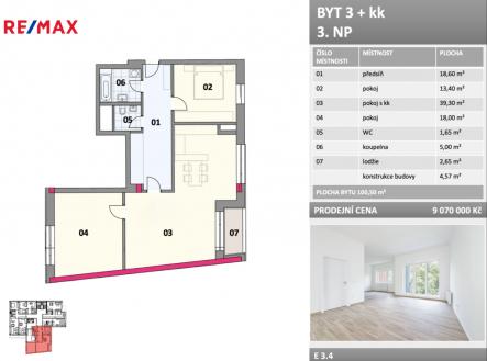 Prodej bytu, 3+kk, 100 m²