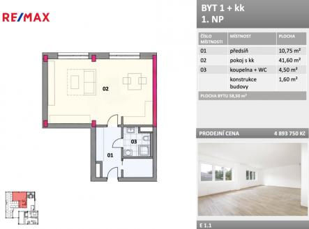 Prodej bytu, 1+kk, 58 m²