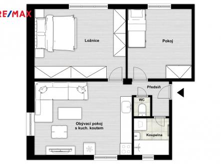 Pronájem bytu, 3+kk, 62 m²