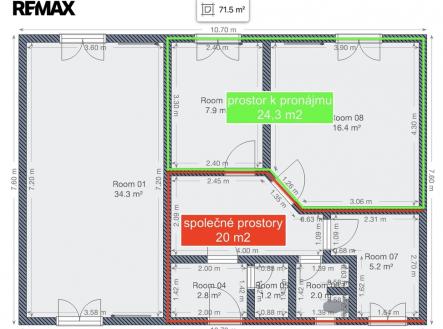 Pronájem kanceláře, 37 m²