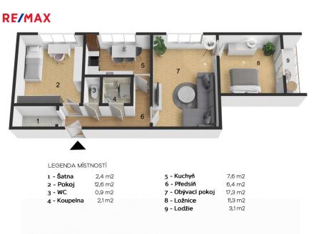 Pronájem bytu, 3+1, 65 m²
