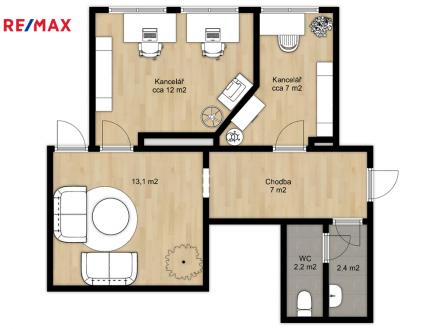 Pronájem kanceláře, 19 m²