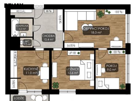 Prodej bytu, 3+1, 69 m²