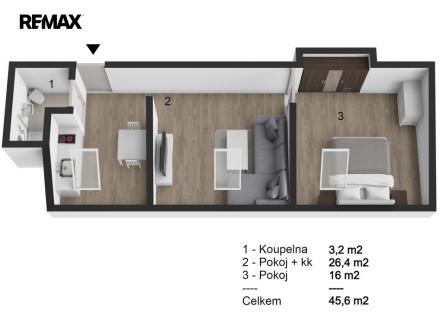 Pronájem bytu, 2+1, 45 m²